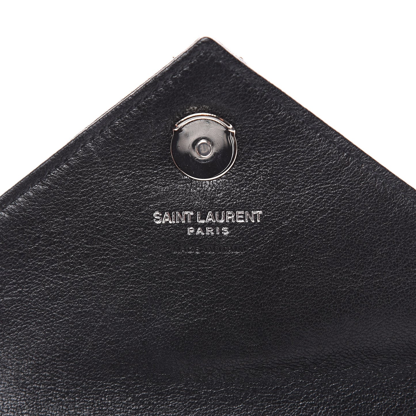 Sheepskin Matelasse Chevron Monogram College Chain Wallet Black