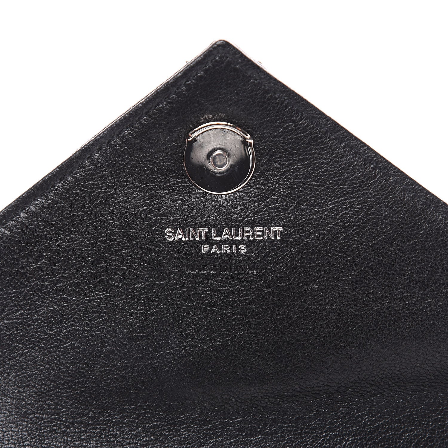 Saint Laurent Sheepskin Matelasse Chevron Monogram College Chain Wallet Black 8 of 12