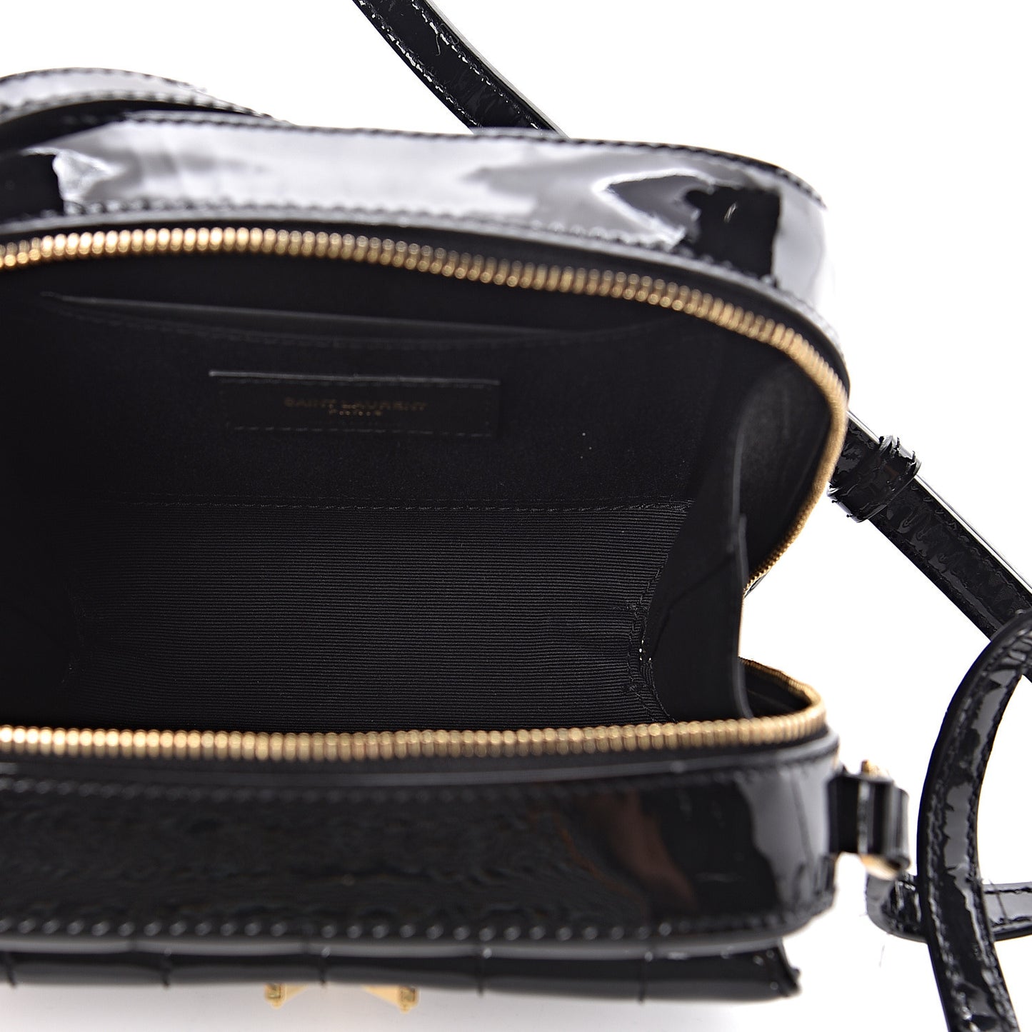 Patent Matelasse Monogram Toy Vicky Camera Bag Black
