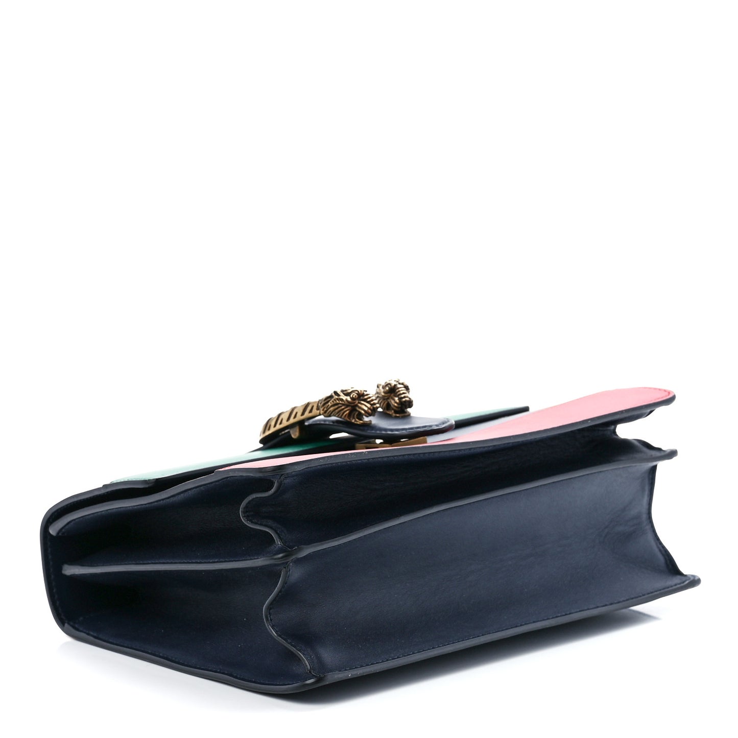 Moon Calfskin Bamboo Web Medium Dionysus Top Handle Bag Blue Emerald Hibiscus Red