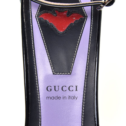 Gucci Patent Crystal GG Bow Sadie Spike Ankle Strap d'Orsay Platform High Heel Pumps 39 Black 8 of 9