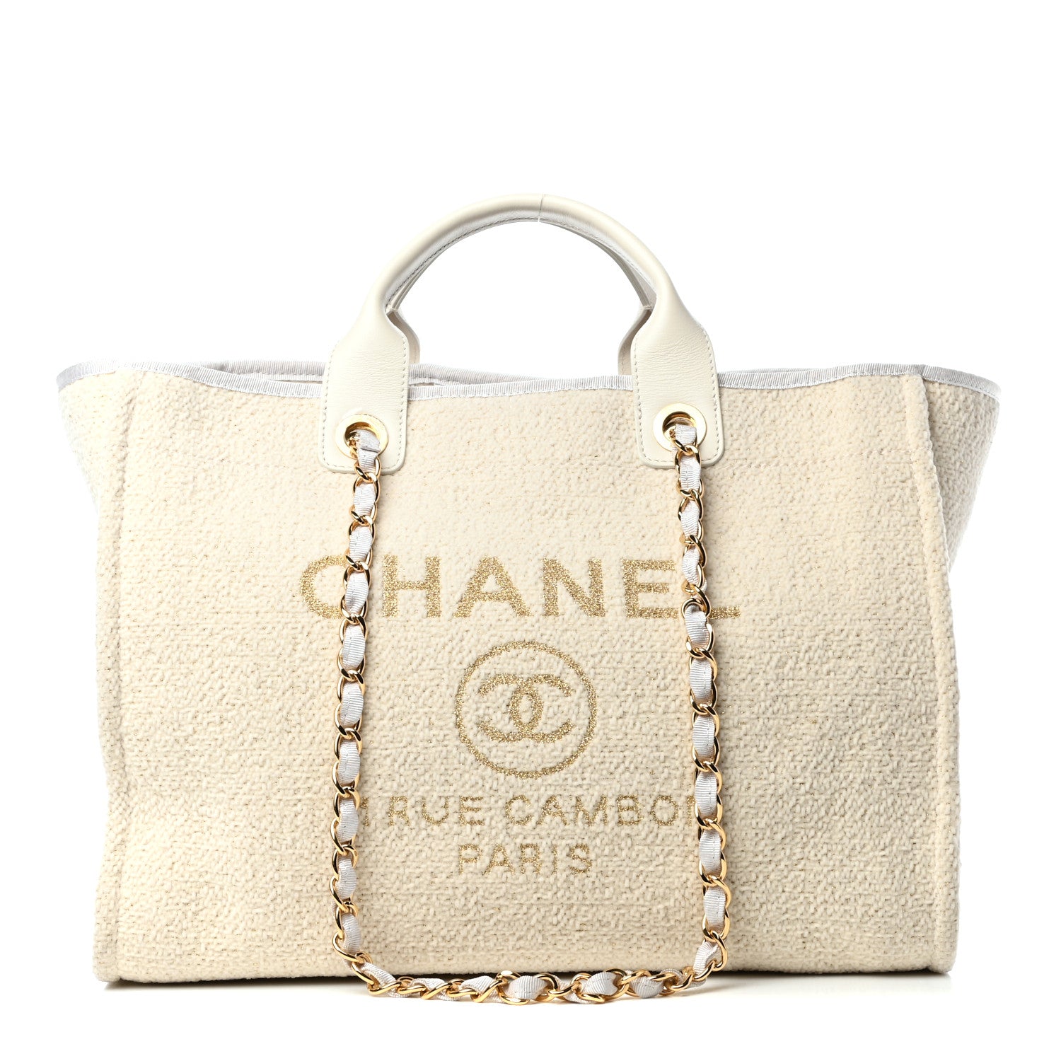 Chanel Lurex Boucle Medium Deauville Tote White 1 of 10