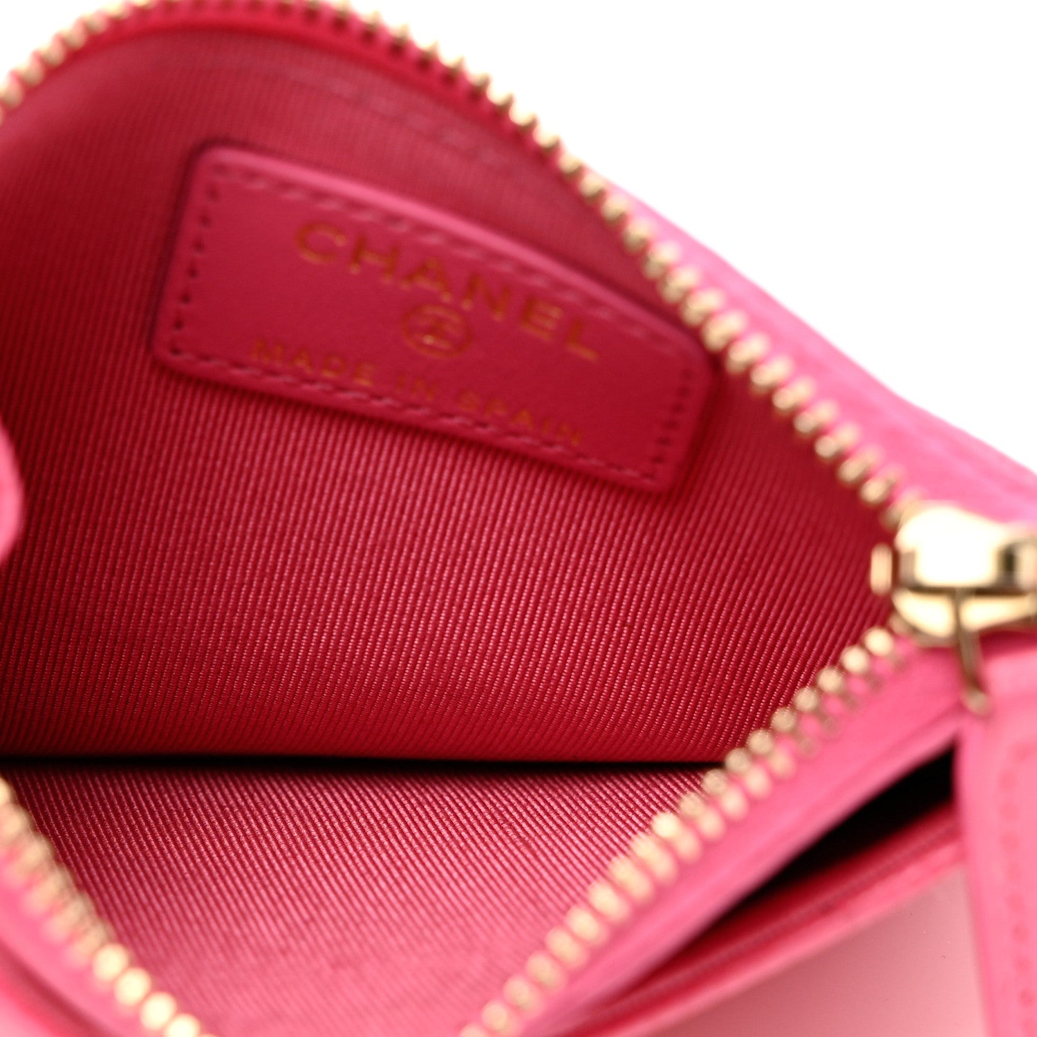 Chanel Caviar Quilted CC Zip Card Holder Pink 5 of 9