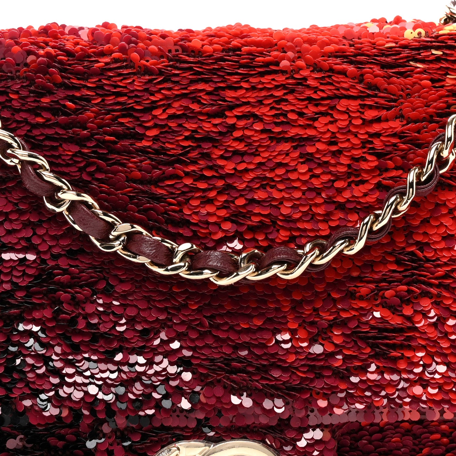 Chanel Shaded Sequins Mini Flap Black Burgundy Red Yellow 8 of 12