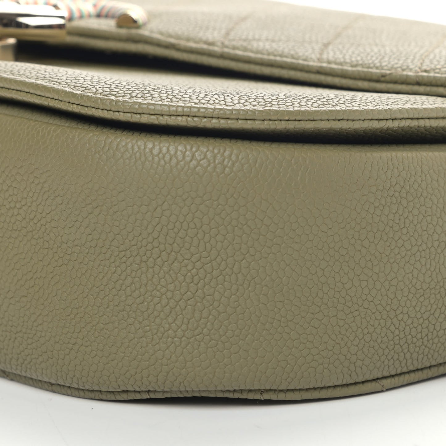 Grained Calfskin Quilted Small Cuba Top Handle Flap Khaki