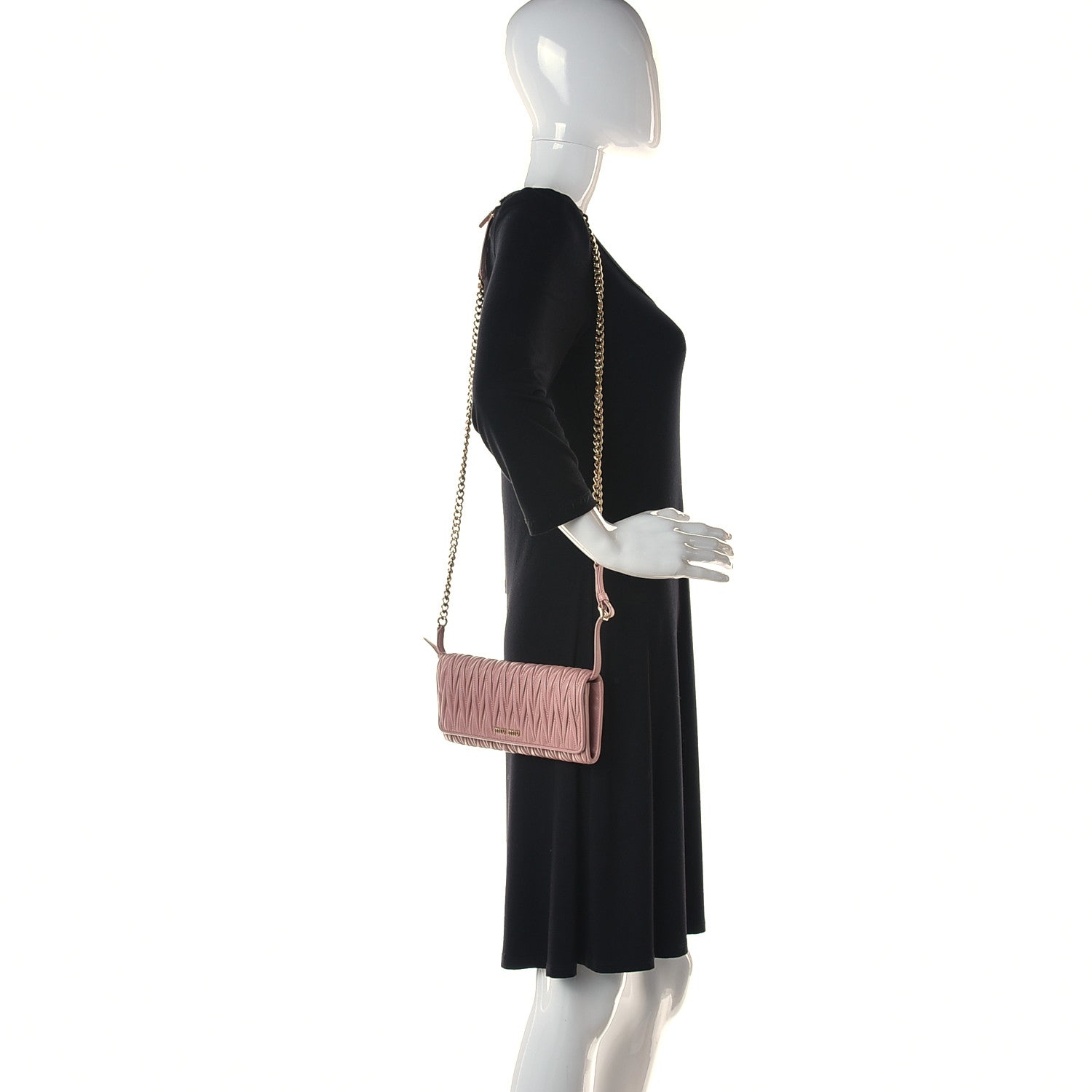 Miu Miu Nappa Matelasse Wallet On Chain Orchidea 2 of 13