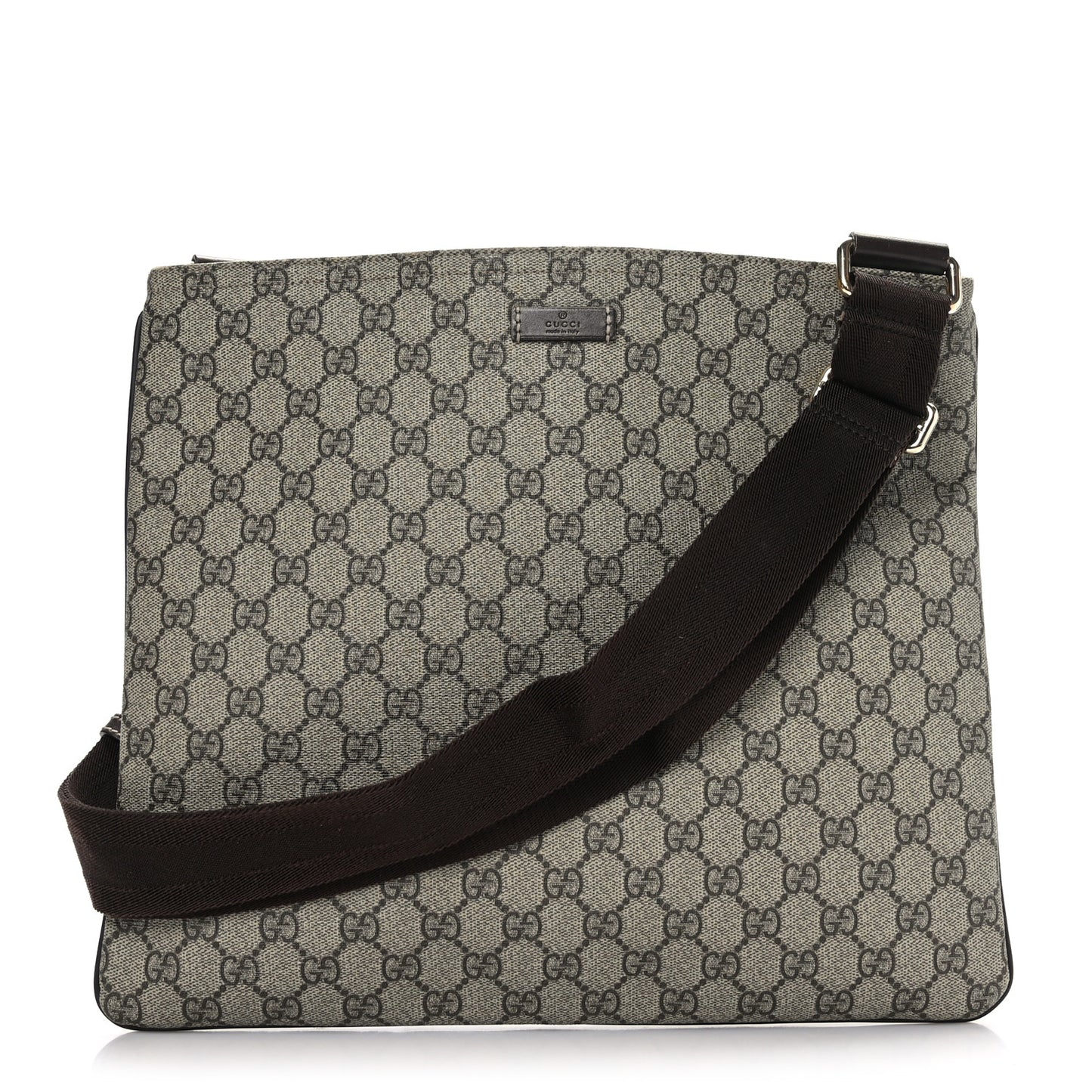 GG Supreme Monogram Medium Flat Messenger Bag Dark Brown