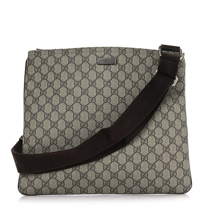 Gucci GG Supreme Monogram Medium Flat Messenger Bag Dark Brown 1 of 9