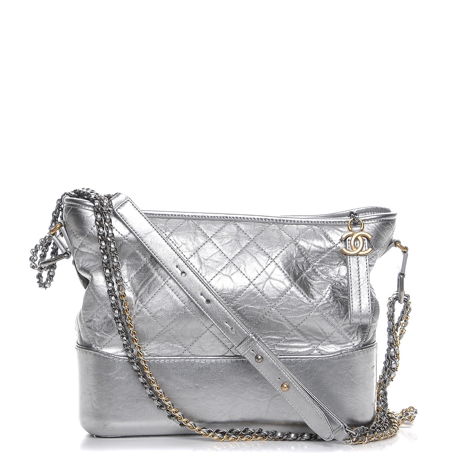 Chanel Metallic Aged Calfskin Quilted Medium Gabrielle Silver 1 of 9