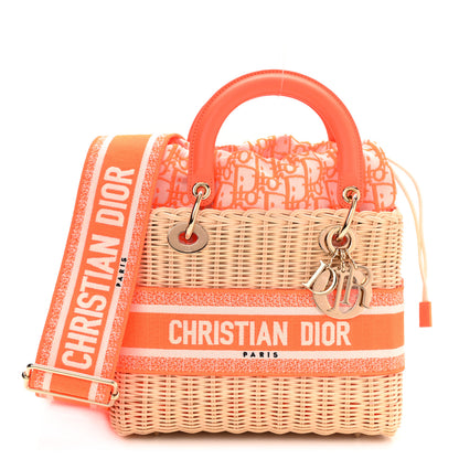 Christian Dior Wicker Oblique Medium Lady Dior Bag Fluorescent Orange 1 of 10