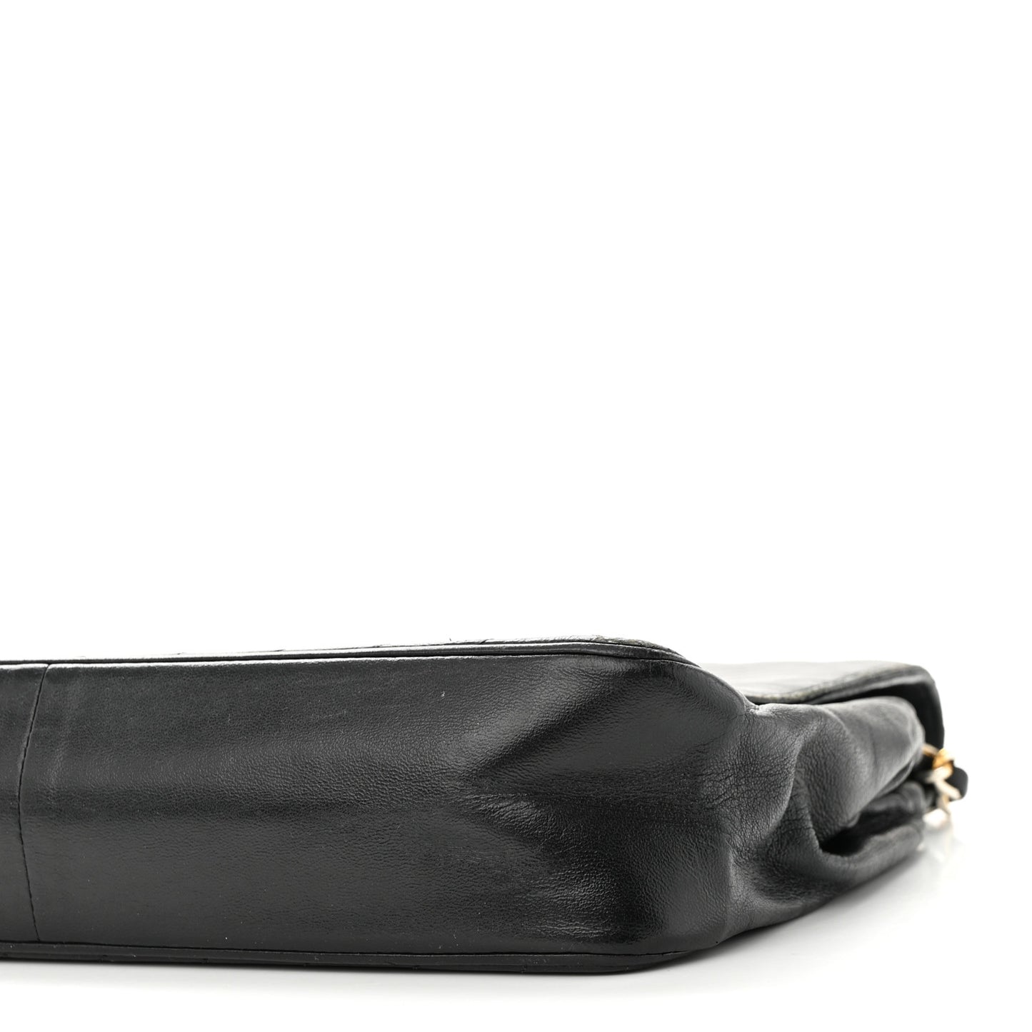 Lambskin Diagonal Quilted Small Single Flap Black