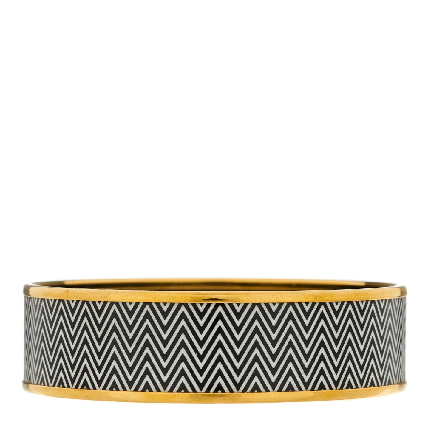 Enamel Printed Chevron Wide Bracelet Black