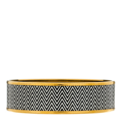 Hermes Enamel Printed Chevron Wide Bracelet Black 1 of 4