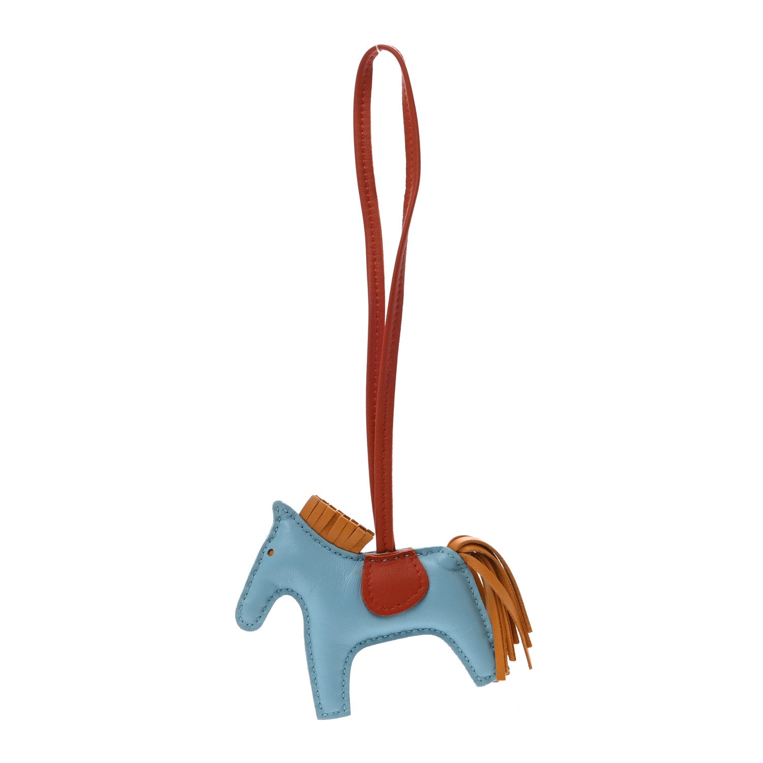 Hermes Milo Lambskin Grigri Rodeo Horse Bag Charm PM Celeste Naturel Bouton D'Or Cornaline 1 of 6