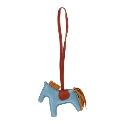 Hermes Milo Lambskin Grigri Rodeo Horse Bag Charm PM Celeste Naturel Bouton D'Or Cornaline 1 of 6