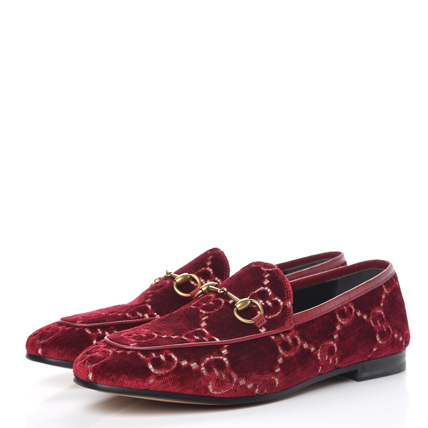 Gucci Velvet Malaga Kid GG Monogram Horsebit Womens Jordaan Loafers 38.5 Red Cipria Romantic Cerise 3 of 9