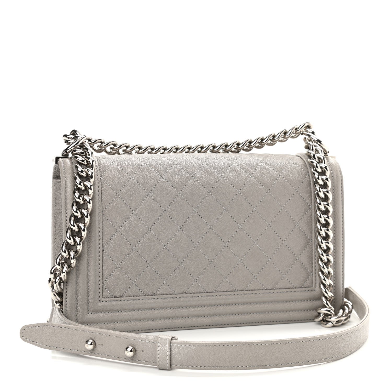 Chanel Caviar Quilted Medium Boy Flap Light Grey 3 of 10