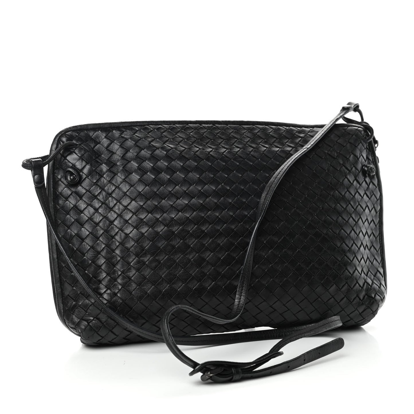 Nappa Intrecciato Nodini Crossbody Messenger Black