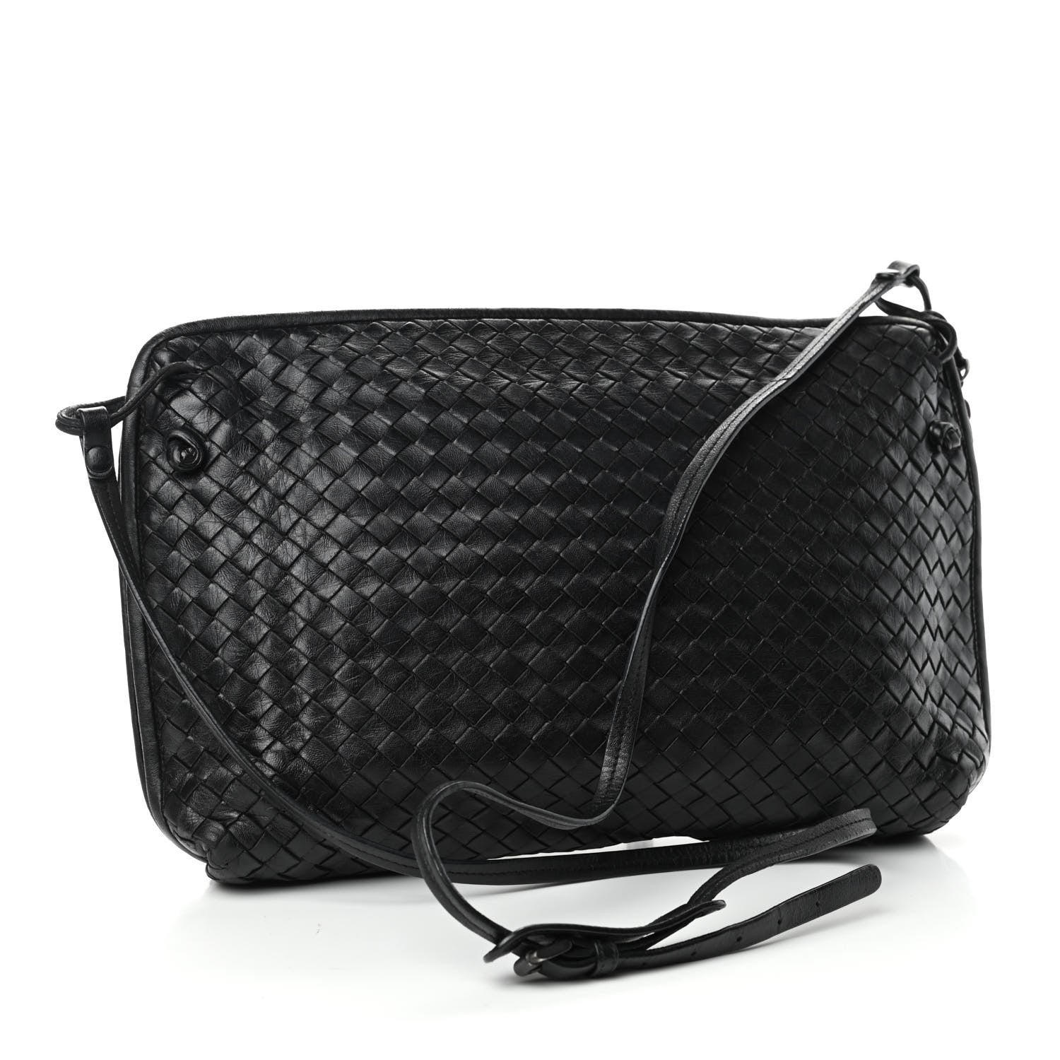 Bottega Veneta Nappa Intrecciato Nodini Crossbody Messenger Black 3 of 9