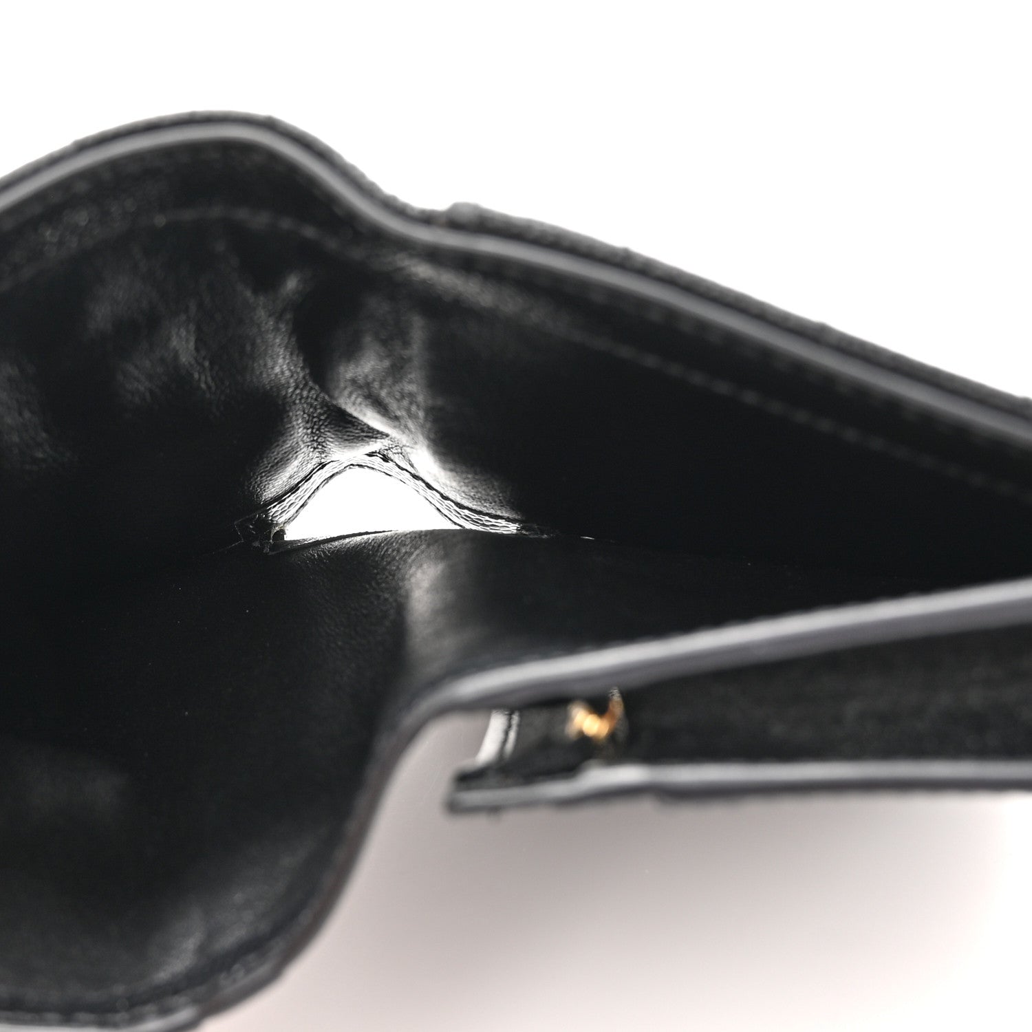 Saint Laurent Grain De Poudre Matelasse Chevron Monogram Flap Card Case Black 6 of 8
