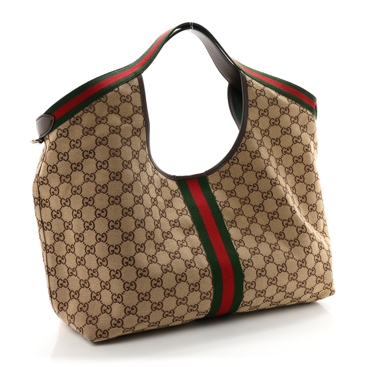 Gucci GG Monogram Web Large Giglio Tote Beige Brown 4 of 10