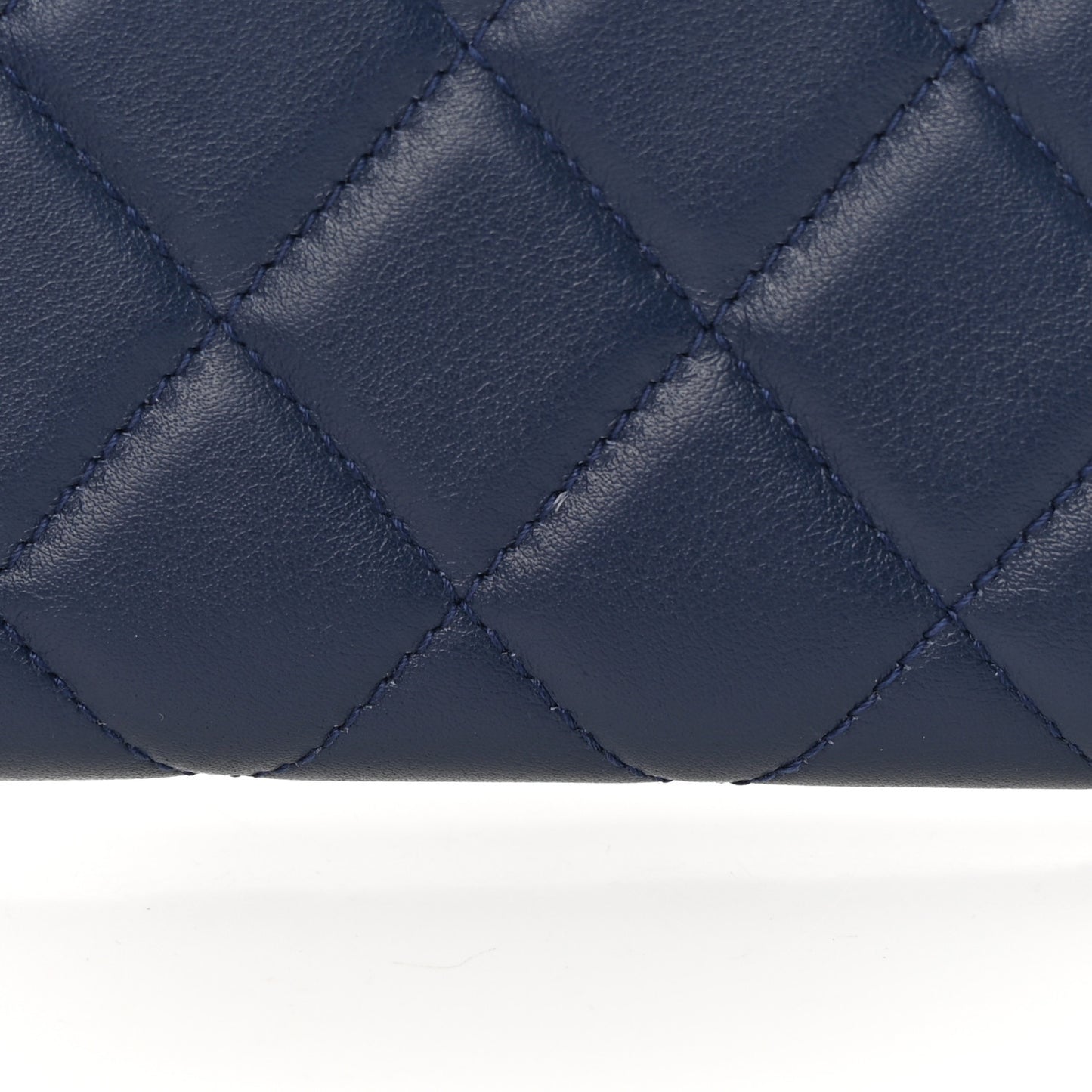 Lambskin Quilted Boy Zip Around Wallet Blue