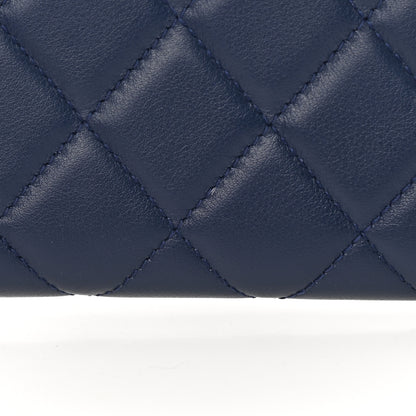 Chanel Lambskin Quilted Boy Zip Around Wallet Blue 12 of 13