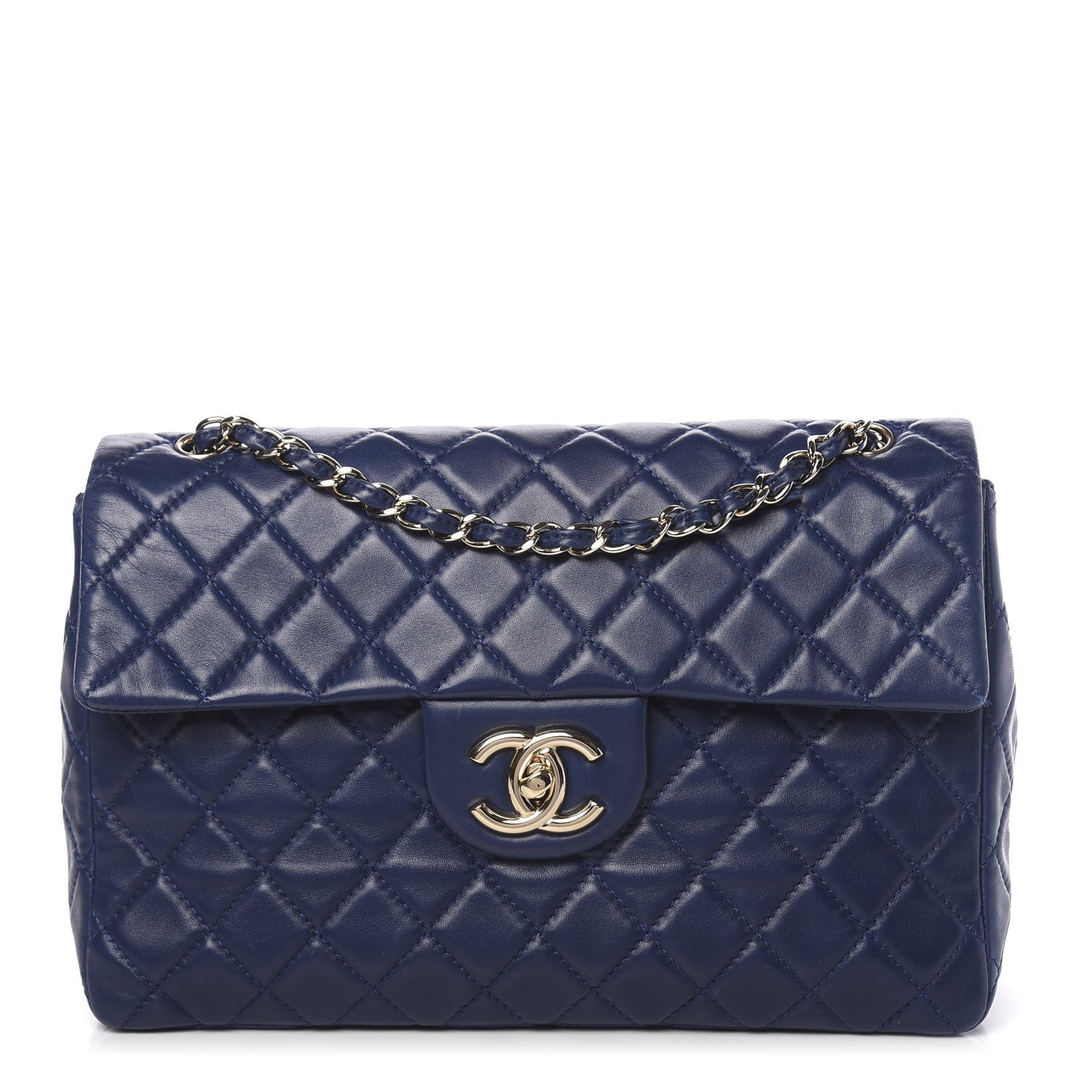 Chanel Lambskin Quilted Maxi Single Flap Dark Blue 1 of 12