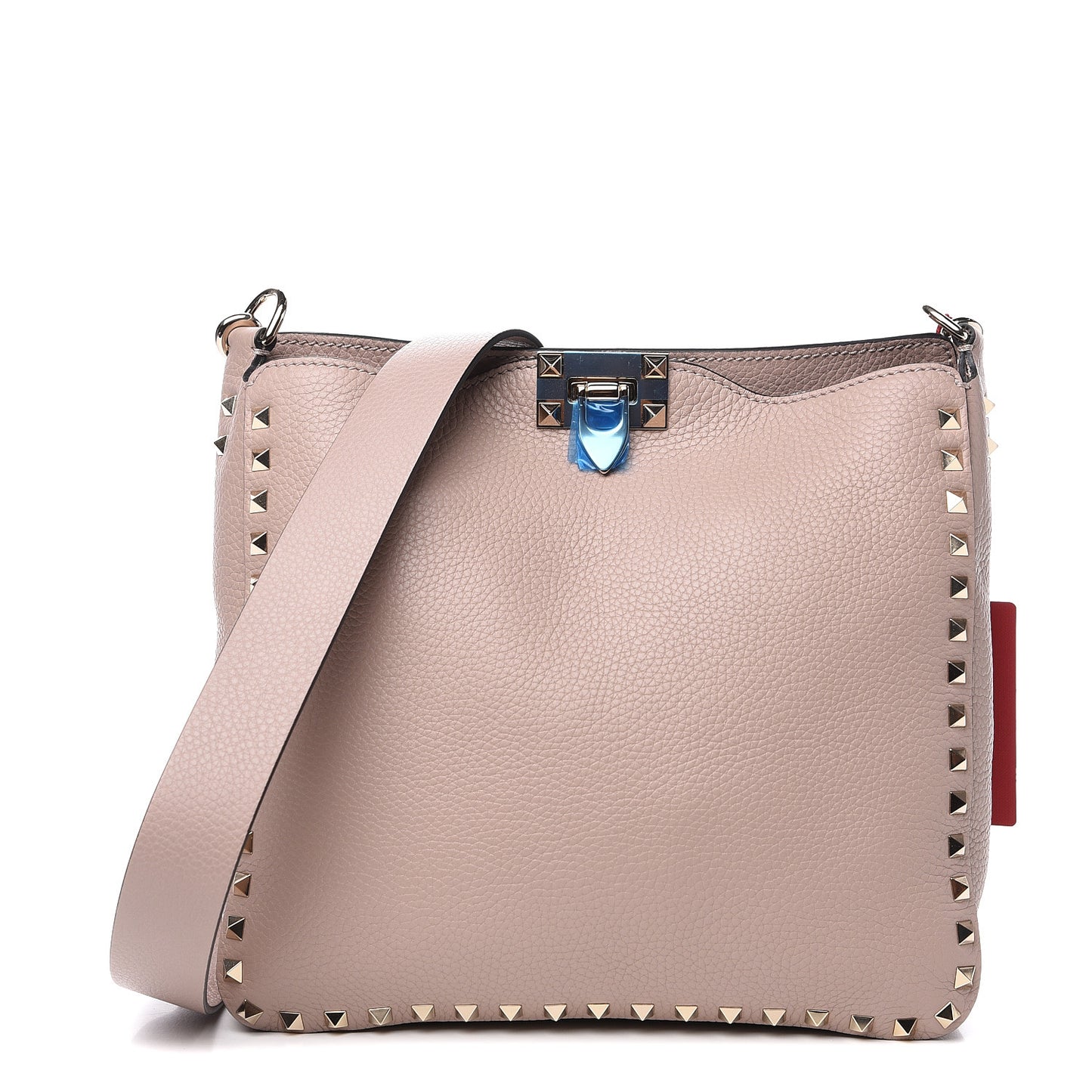 Pebbled Calfskin Small Rockstud Flip-Lock Messenger Bag Poudre
