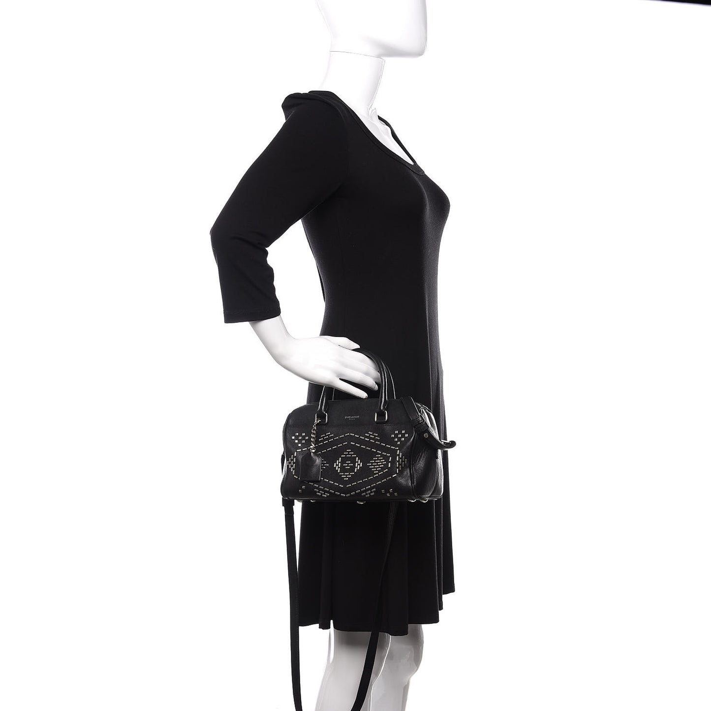 Calfskin Studded Classic Baby Duffle Black