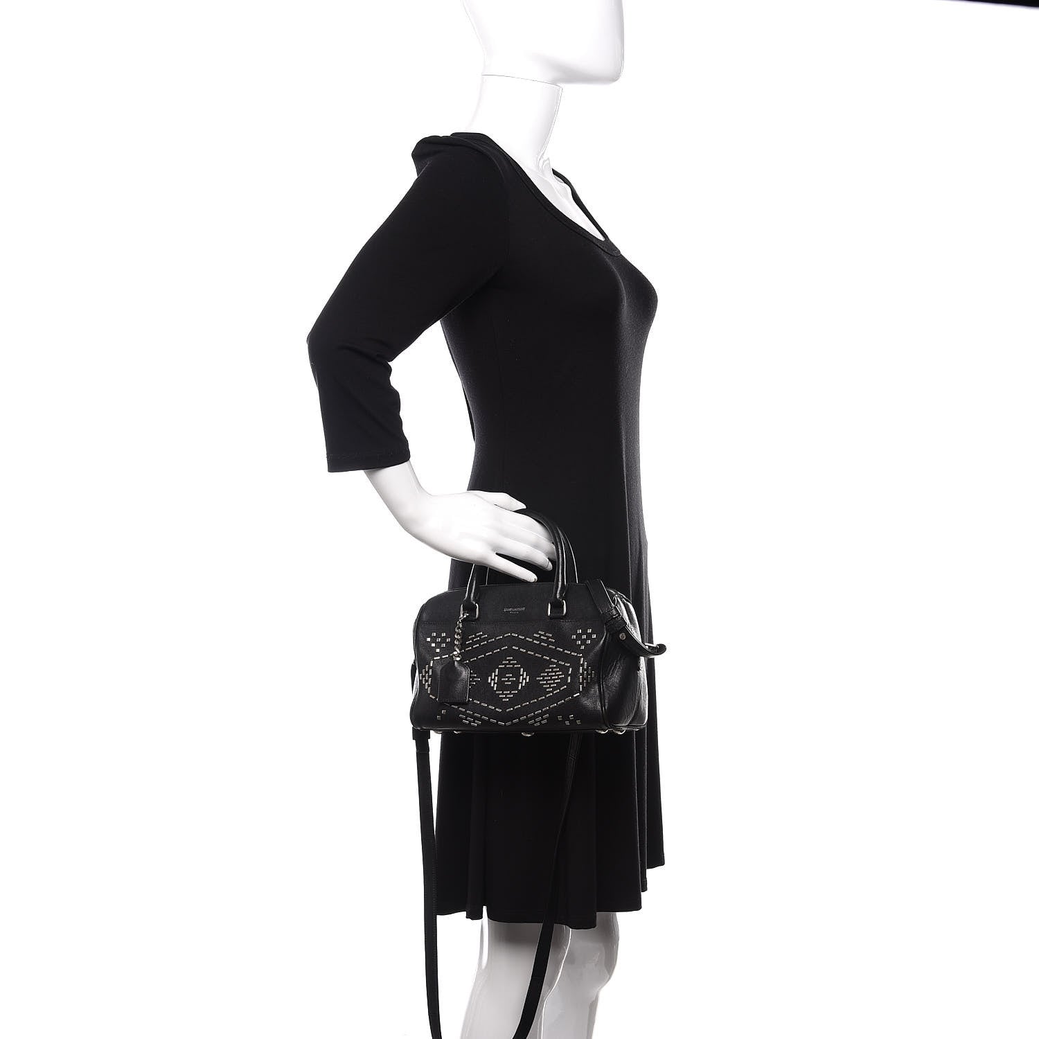 Saint Laurent Calfskin Studded Classic Baby Duffle Black 3 of 11