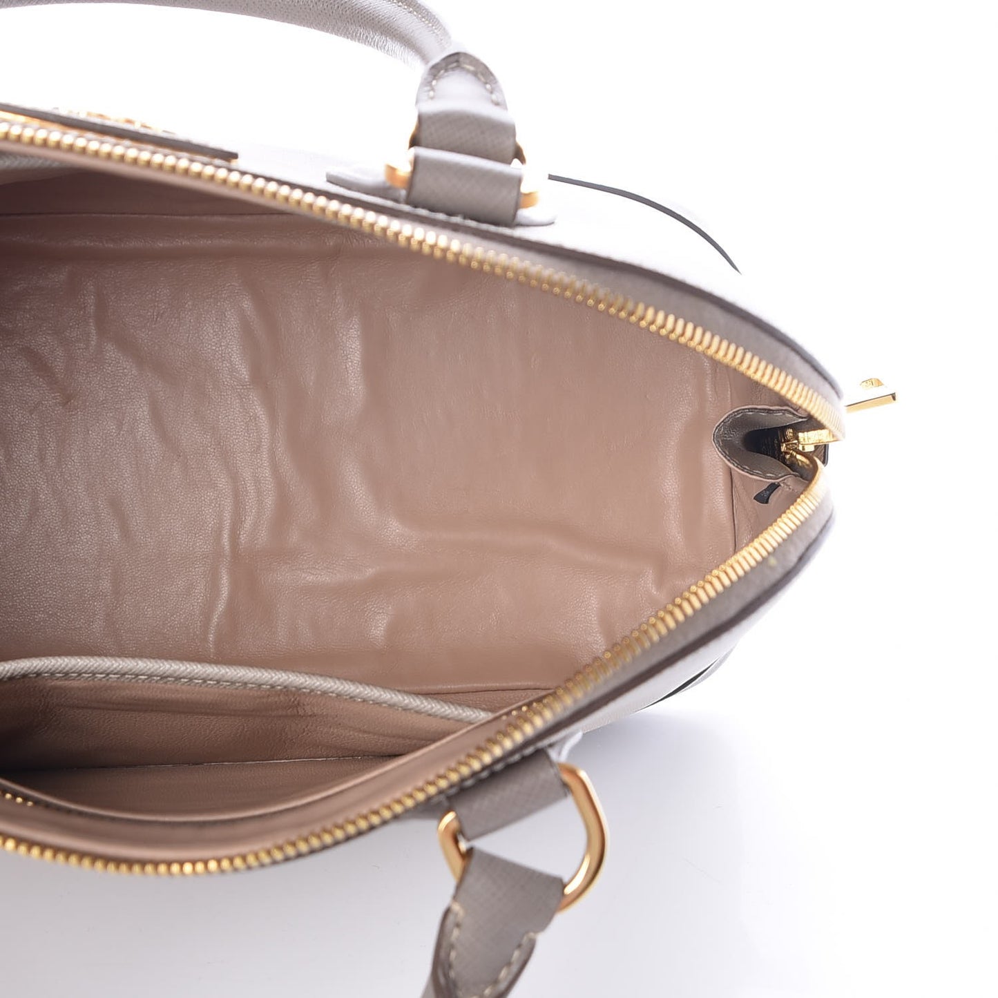 Saffiano Lux Bi-Color Promenade Dome Tote Pomice Argilla
