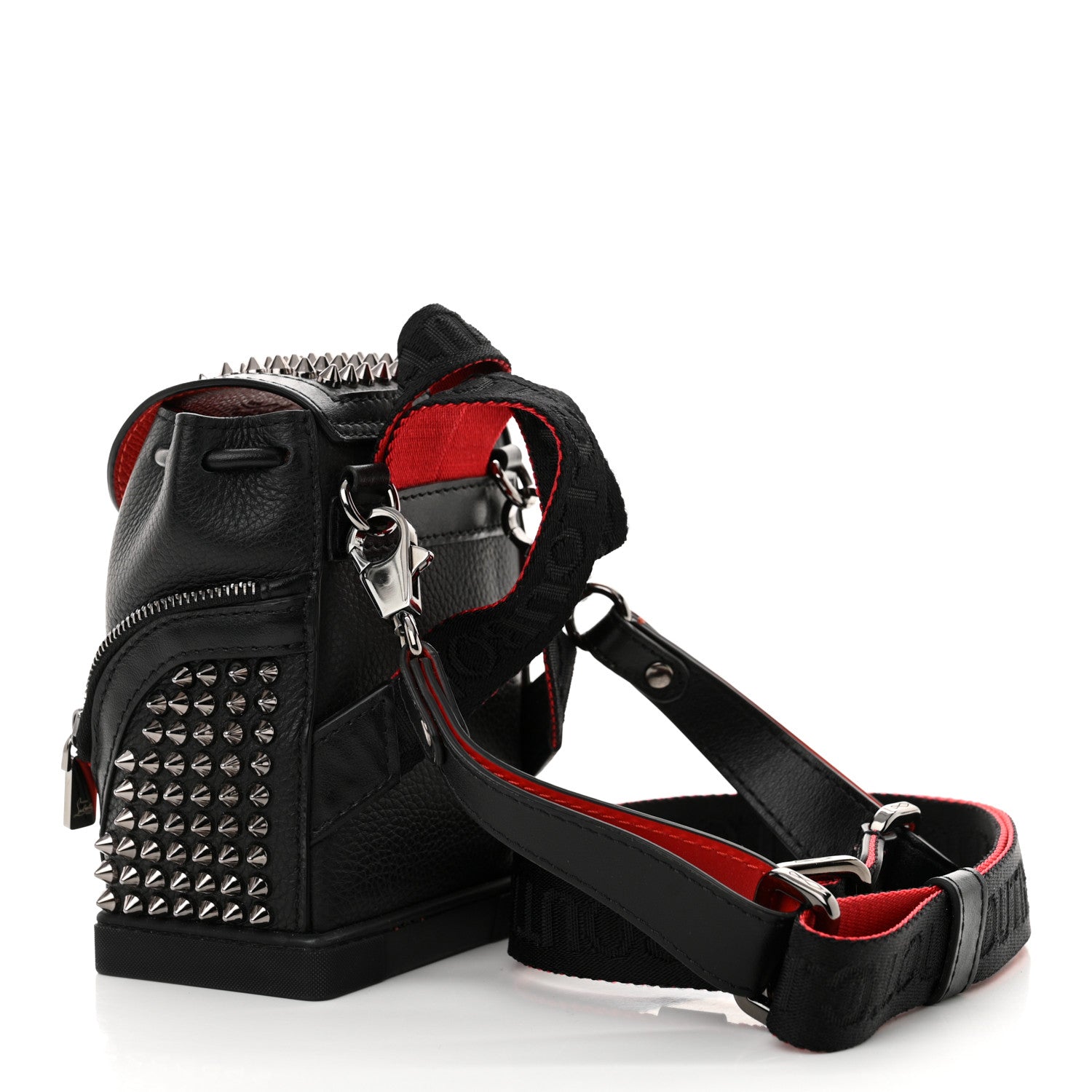 Christian Louboutin Calfskin Spiked Mini Explorafunk Keyring Bag Black 3 of 10