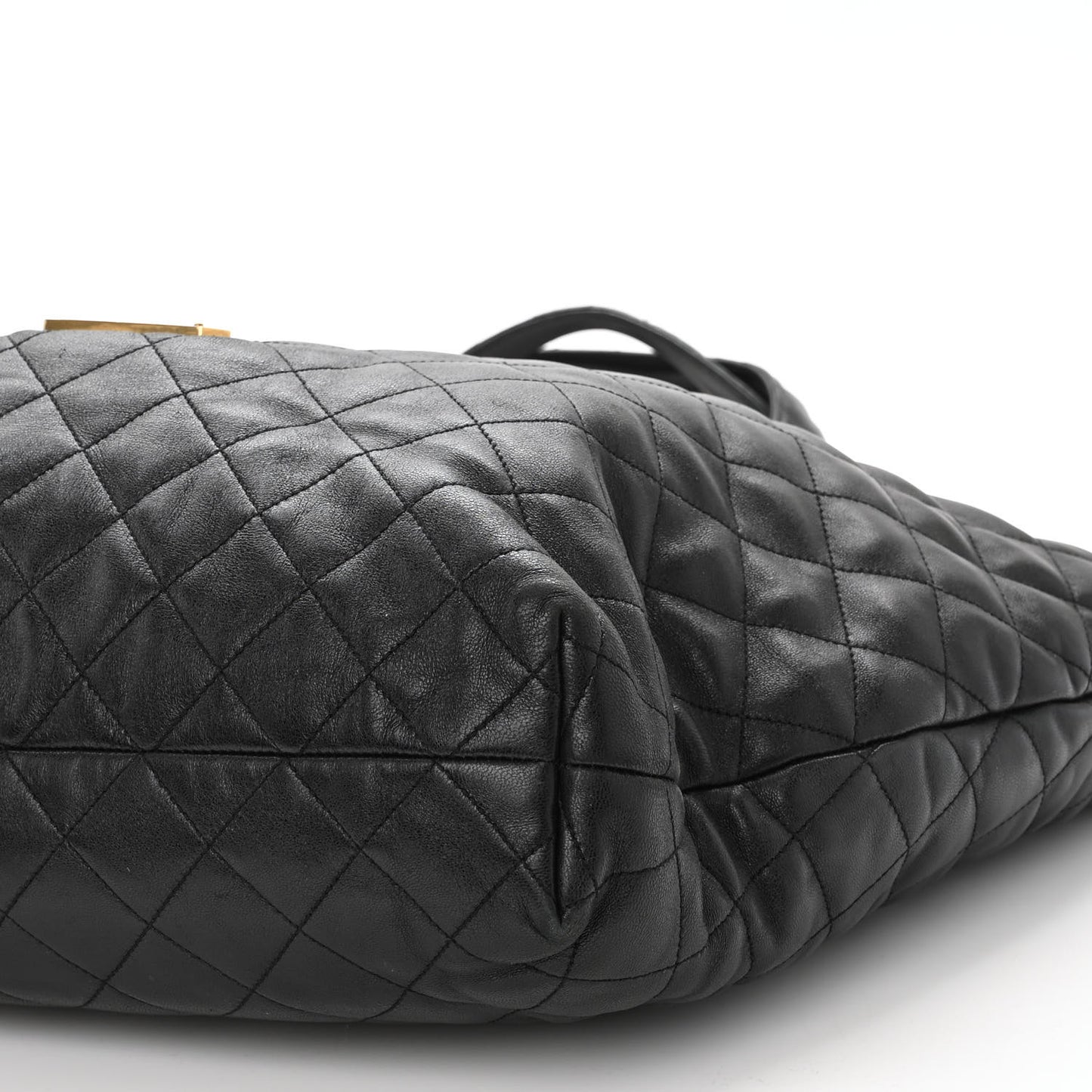 Lambskin Quilted Maxi Icare Shopping Tote Black