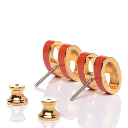 Hermes Palladium Lacquered Pop H Earrings Orange Fonce 3 of 5