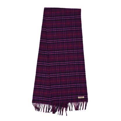 Burberry Cashmere Giant Check Fringe Scarf Purple 2 of 3