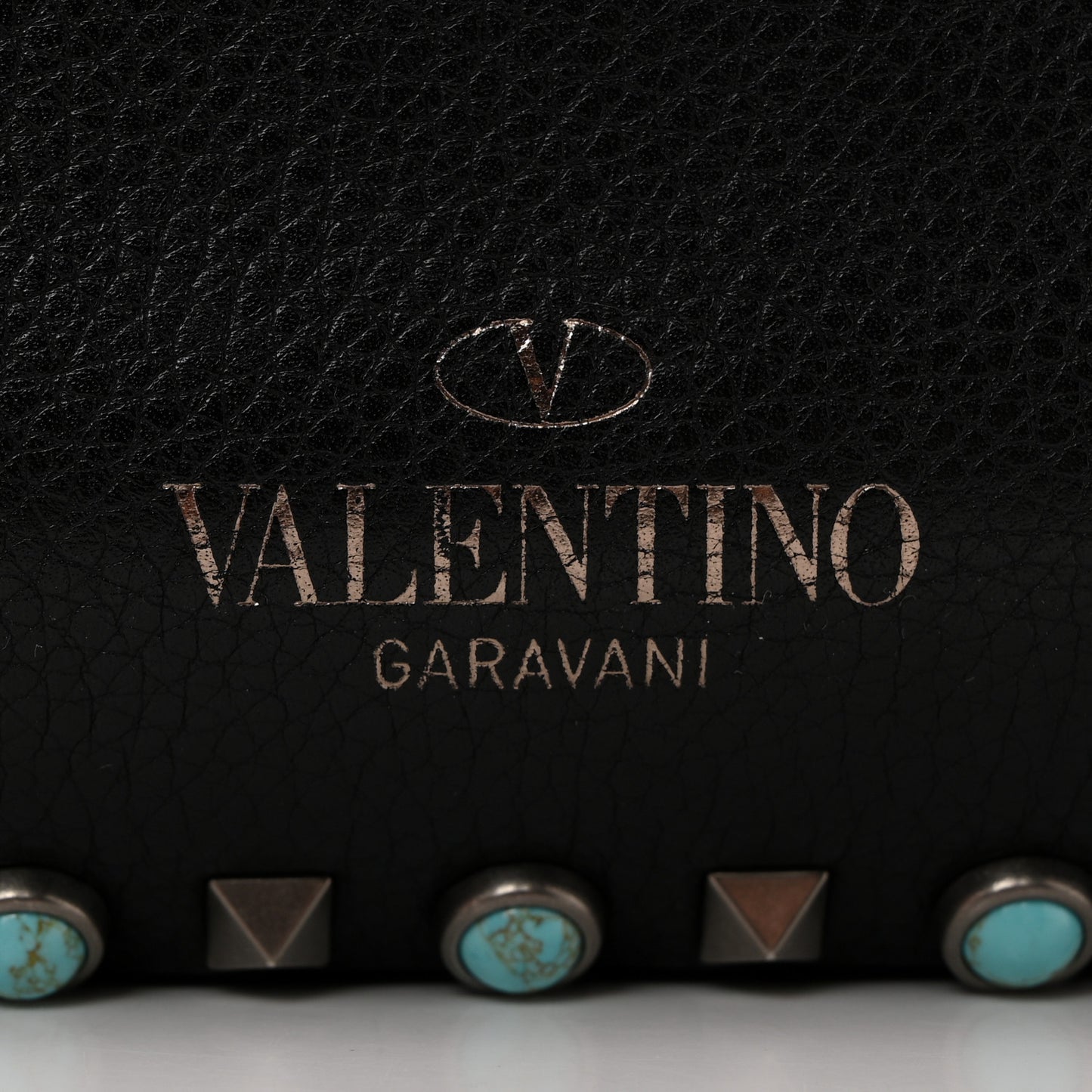 Pebbled Calfskin Turquoise Medium Guitar Strap Rockstud Rolling Flap Saddle Bag Black