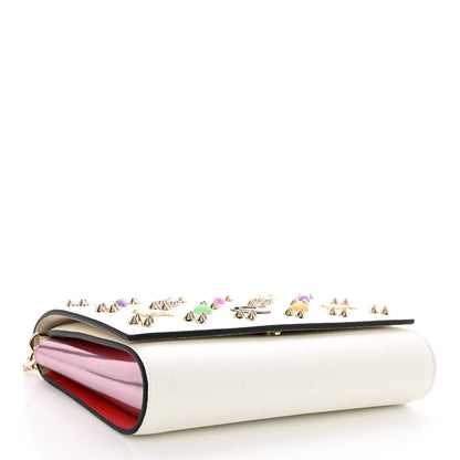Christian Louboutin Calfskin Spikes Loubinthesky Paloma Clutch White 4 of 10