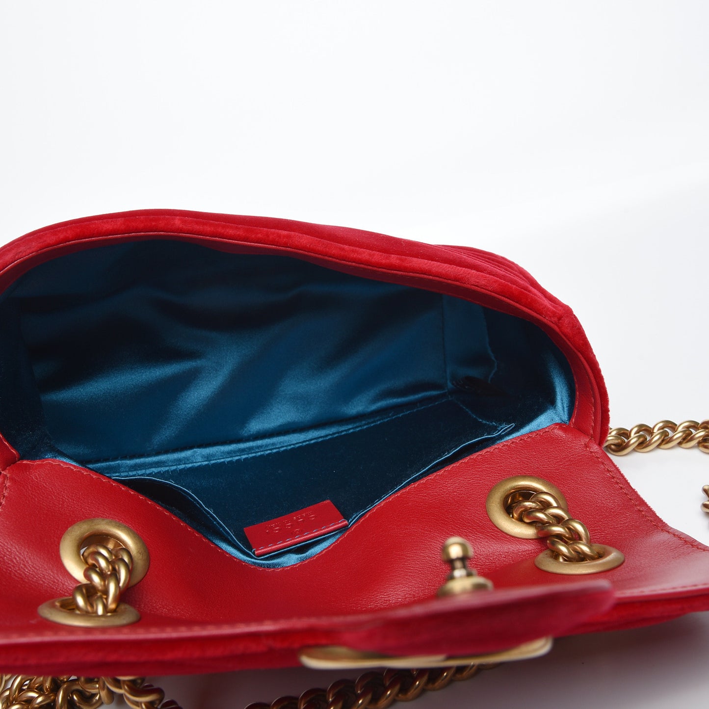 Velvet Matelasse Mini GG Marmont Shoulder Bag Hibiscus Red