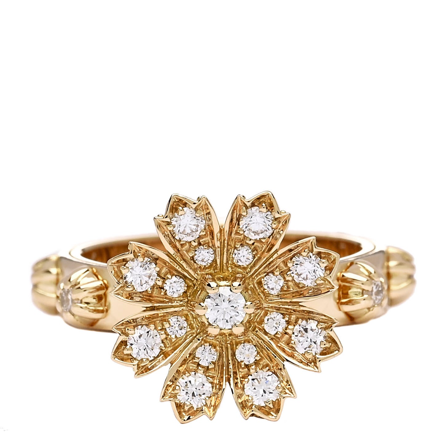 18K Yellow Gold Diamond Flora Ring 52 6