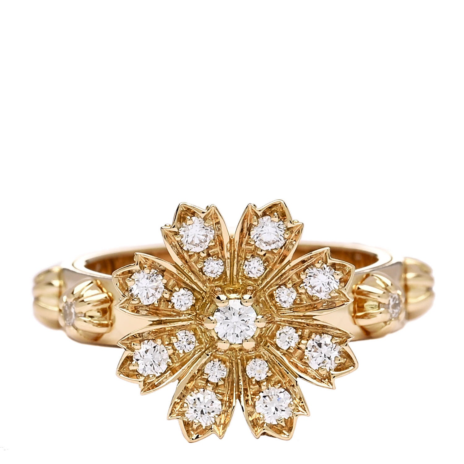 Gucci 18K Yellow Gold Diamond Flora Ring 52 6 1 of 6