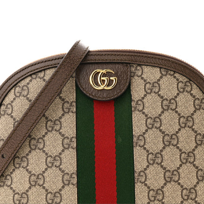 Gucci GG Supreme Monogram Textured Dollar Calfskin Web Small Ophidia Dome Shoulder Bag Beige Ebony New Acero 8 of 12