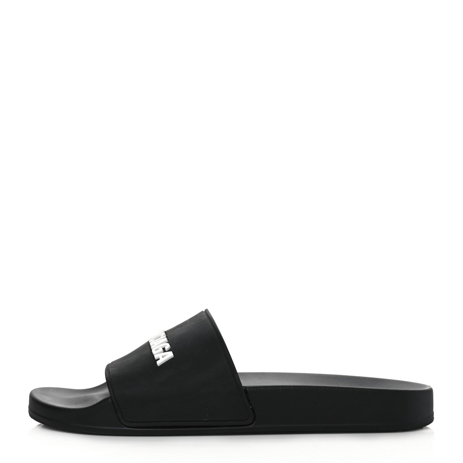Balenciaga Rubber Womens Logo Pool Slide Sandals 41 Black White 1 of 7