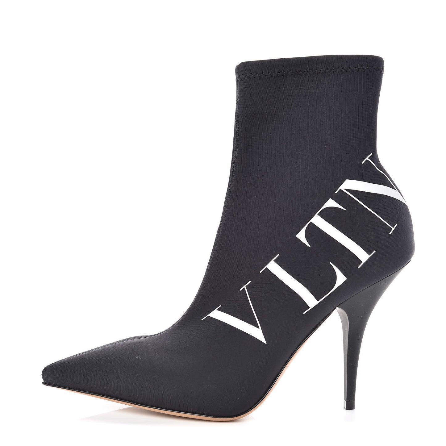 Eco Leather VLTN 100mm Sock Booties 38.5 Black White