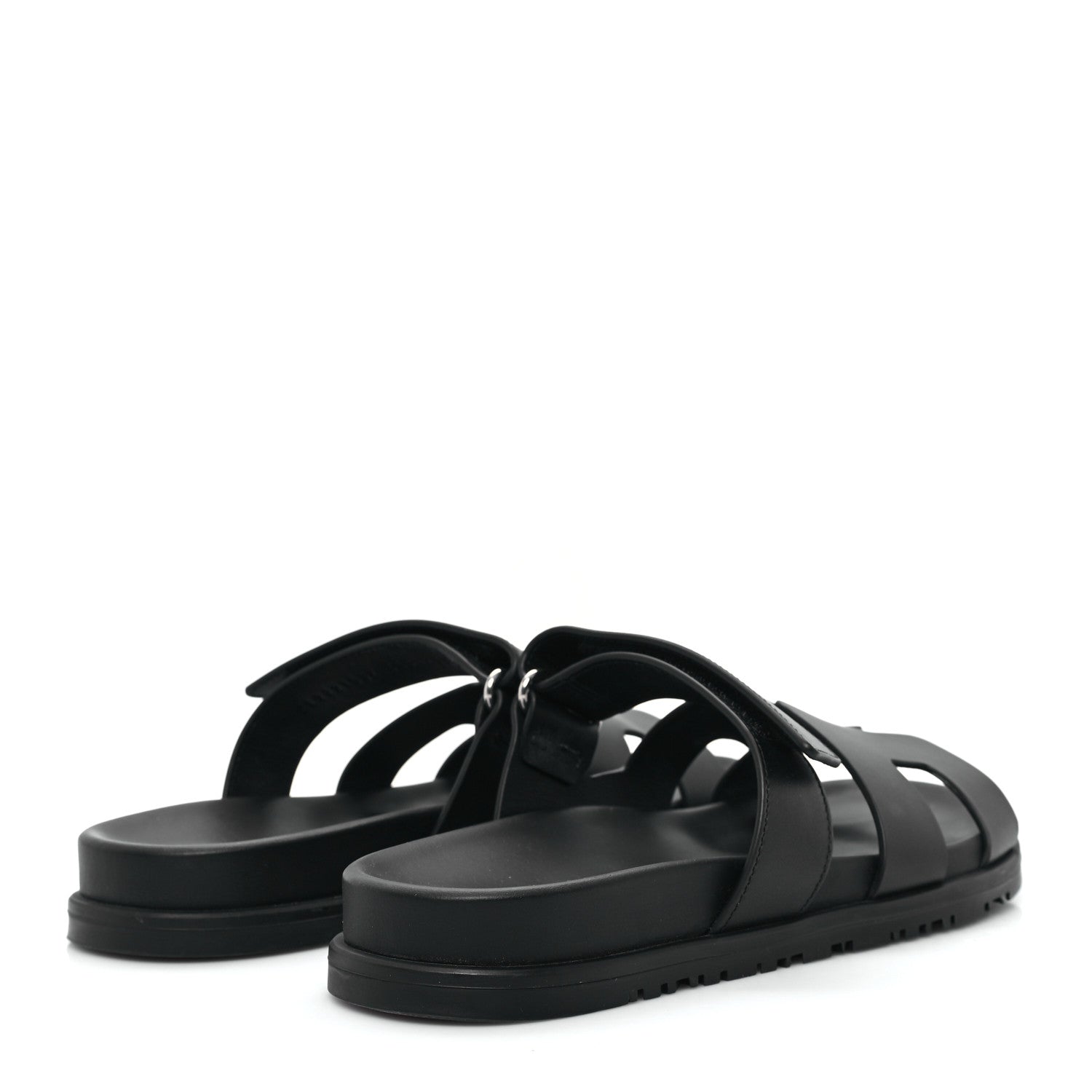 Hermes Calfskin Womens Chypre Sandals 38.5 Black 5 of 10