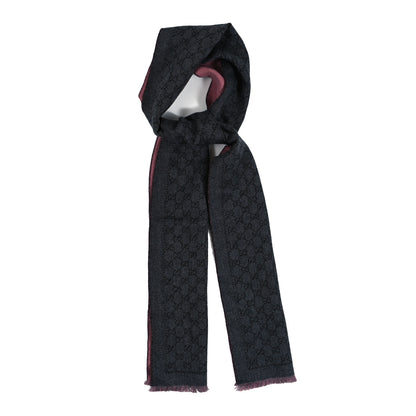 Gucci Wool GG Monogram Lonarin Fringe Scarf Anthracite Pink 1 of 4