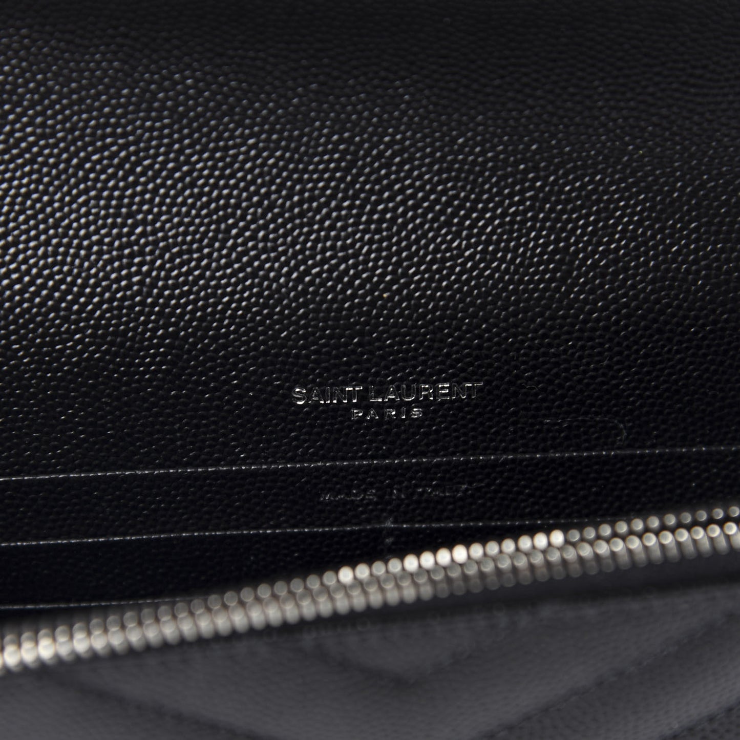 Grain De Poudre Matelasse Chevron Monogram Envelope Chain Wallet Black