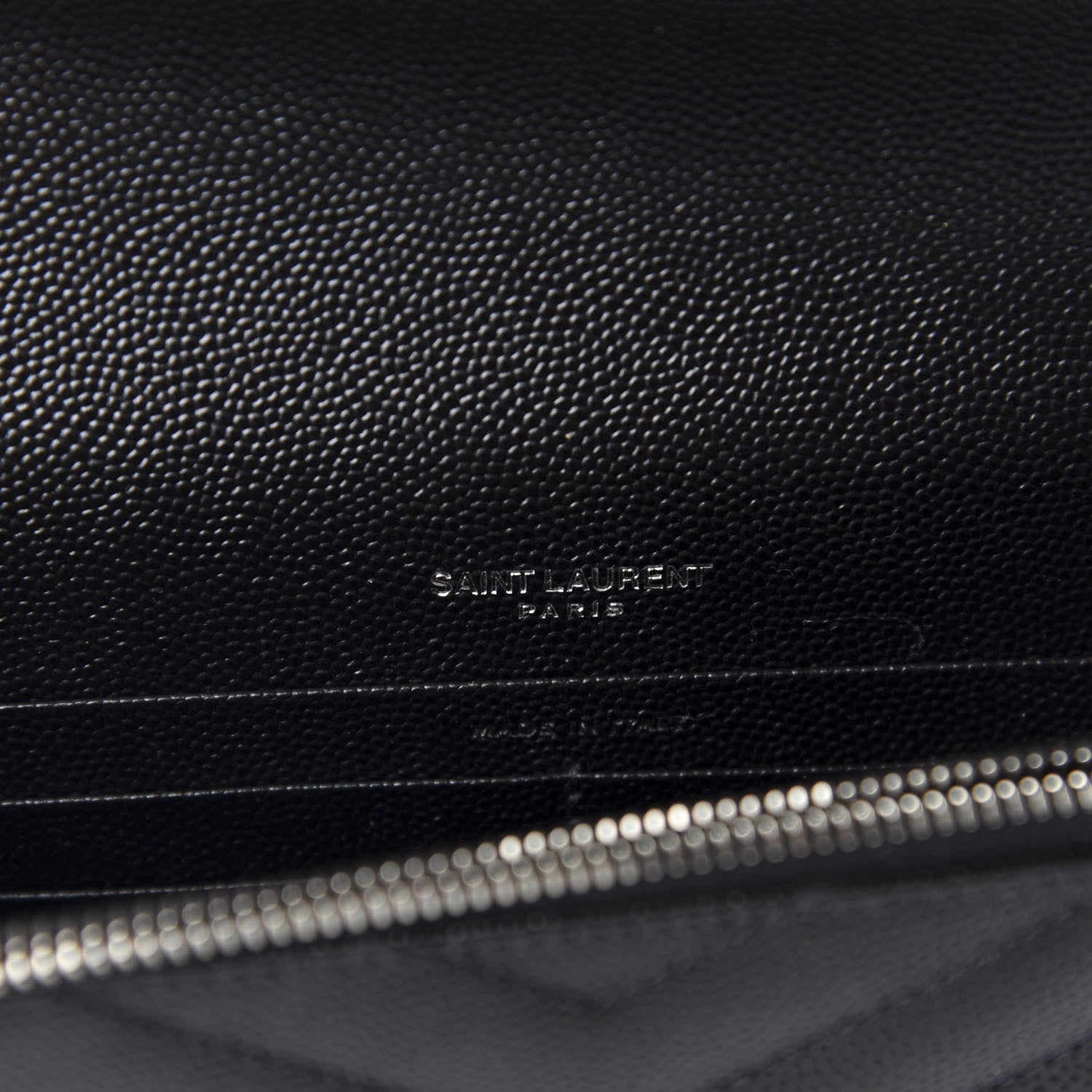 Saint Laurent Grain De Poudre Matelasse Chevron Monogram Envelope Chain Wallet Black 8 of 11