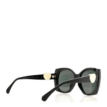 Chanel Acetate Square CC Heart Sunglasses 5519-A Black White 4 of 8