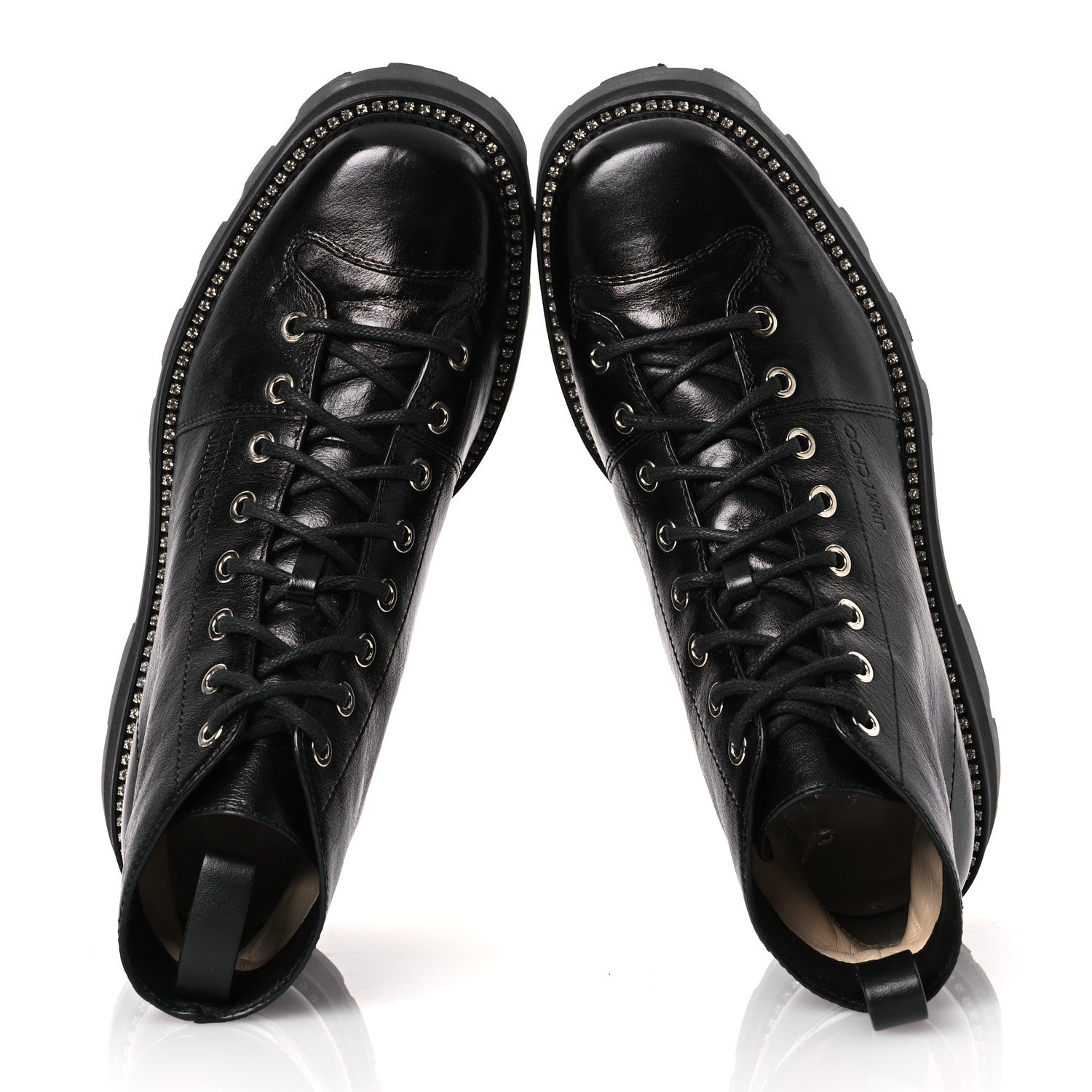 Jimmy Choo Calfskin Crystal Embellished Colby Combat Boots 39.5 Black 2 of 13